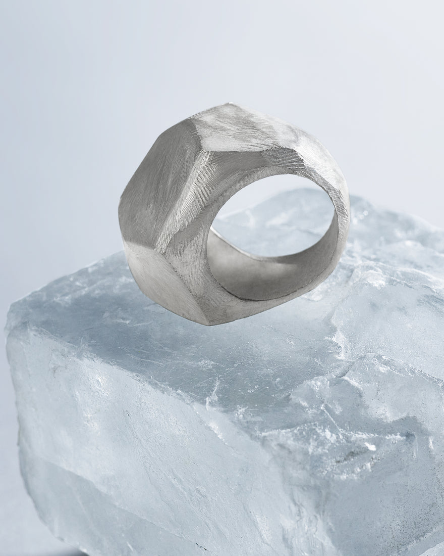 sterling silver ring with geometric shape
