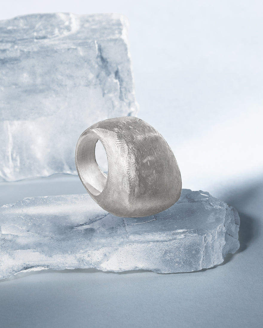 Hand-etched sterling silver ring