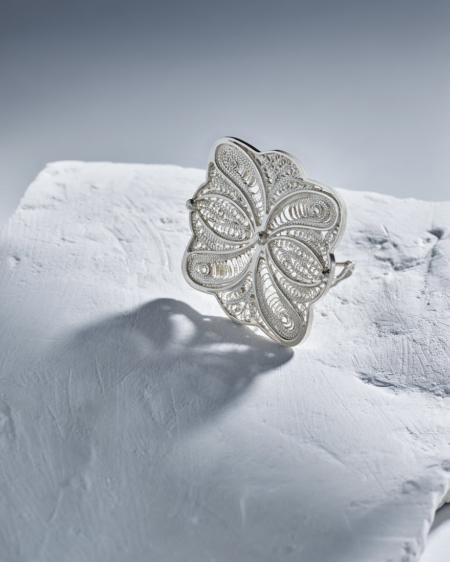 handcrafted filigree flower hair clasp