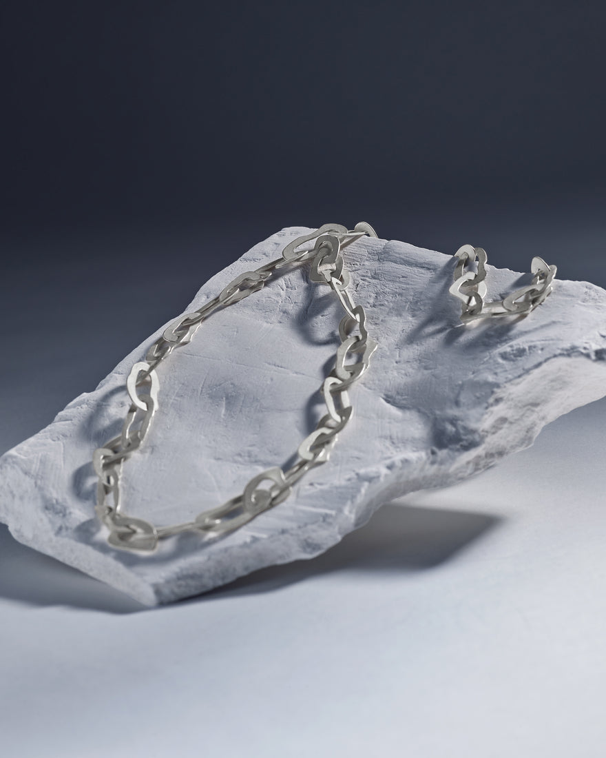 Long sterling silver link necklace