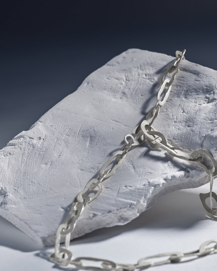 Long silver chain necklace