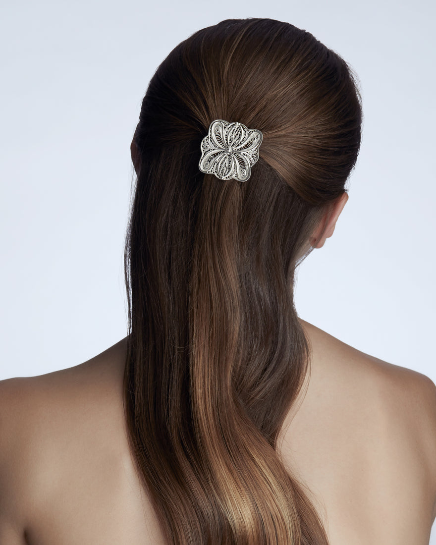 sterling silver flower hair accessory
